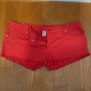True Religion Vibrant Red Jean Shorts